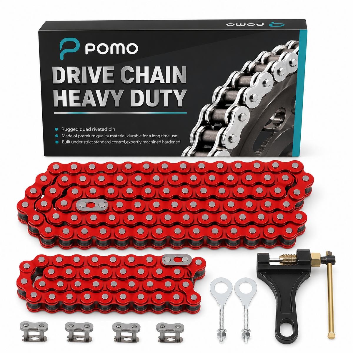 pomo 420 Motorcycle Gold Chain 132 Link with Chain Breaker